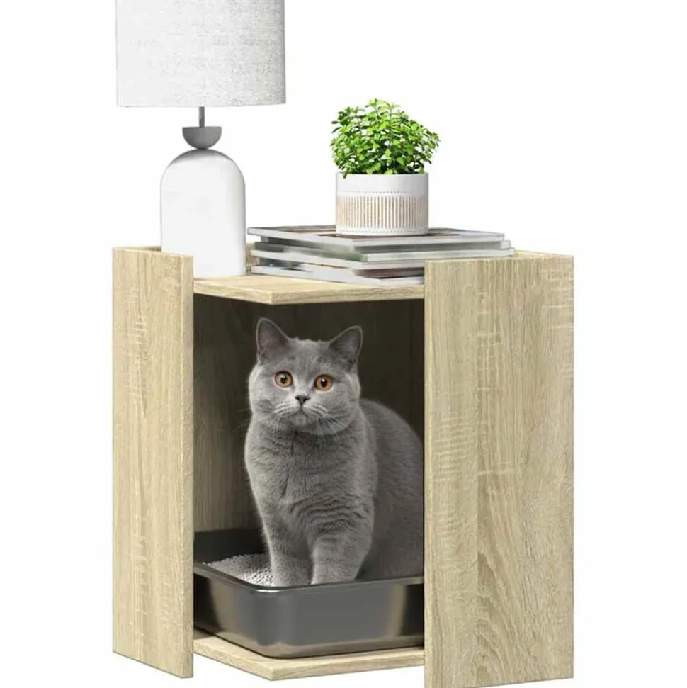 vidaXL Kattenbakkast 42x42x51 cm bewerkt hout sonoma eikenkleurig