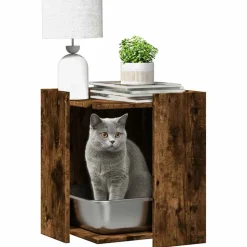 vidaXL Kattenbakkast 42x42x51 cm bewerkt hout gerookt eikenkleurig