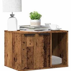 vidaXL Kattenbakkast 60x40x40 cm bewerkt hout oud houtkleurig