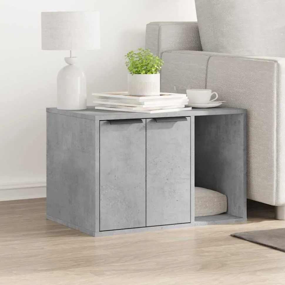 vidaXL Kattenbakkast 60x40x40 cm bewerkt hout betongrijs