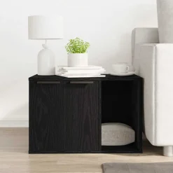 vidaXL Kattenbakomheining zwart eiken 60x40x40 cm bewerkt hout