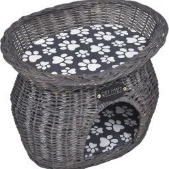 vidaXL Kattenbed/huis/krabpaal met kussen wilgen