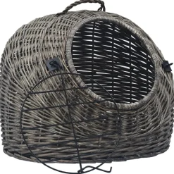 vidaXL Kattendrager 45x35x35 cm natuurlijk wilgenhout grijs