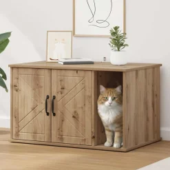 vidaXL Kattenhuis Ambachtelijk eiken 85 x 55 x 50 cm Bewerkt hout