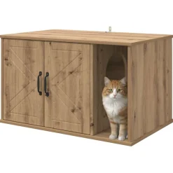 vidaXL Kattenhuis Ambachtelijk eiken 85 x 55 x 50 cm Bewerkt hout