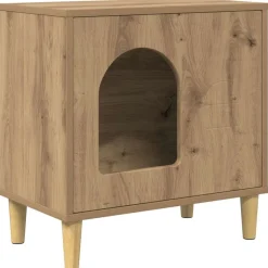 vidaXL Kattenhuis Ambachtelijk eiken 51 x 30 x 52 cm Bewerkt hout