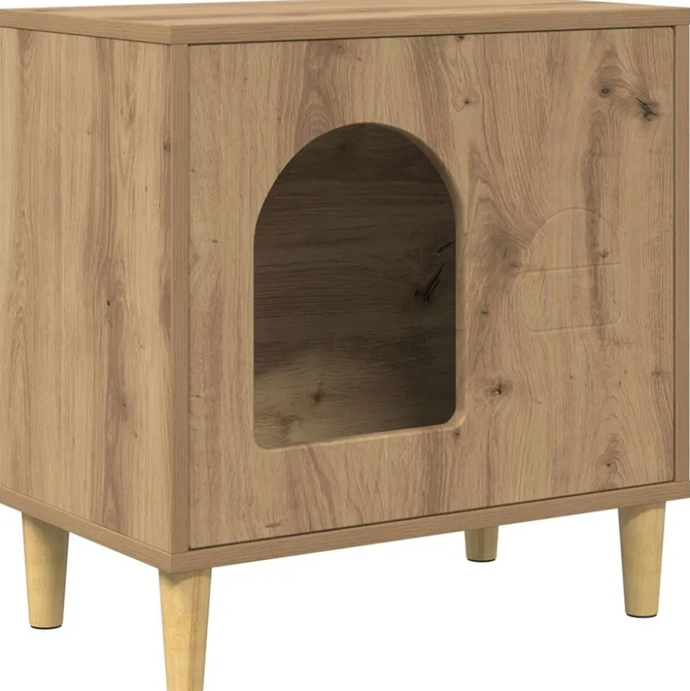 vidaXL Kattenhuis Ambachtelijk eiken 51 x 30 x 52 cm Bewerkt hout