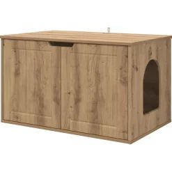vidaXL Kattenhuis Ambachtelijk eiken 85 x 55 x 50,5 cm Bewerkt hout