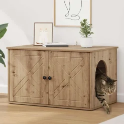vidaXL Kattenhuis Ambachtelijk eiken 85 x 55 x 50 cm Bewerkt hout