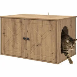 vidaXL Kattenhuis Ambachtelijk eiken 85 x 55 x 50 cm Bewerkt hout