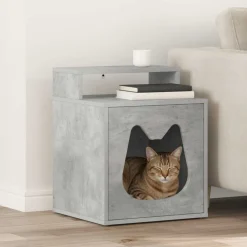vidaXL Kattenhuis Beton 42,5 x 40 x 53,5 cm Bewerkt hout