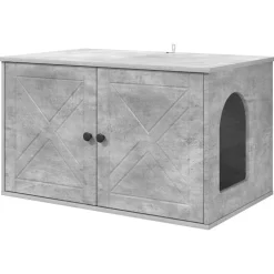 vidaXL Kattenhuis Beton 85 x 55 x 50 cm Bewerkt hout
