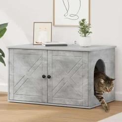vidaXL Kattenhuis Beton 85 x 55 x 50 cm Bewerkt hout