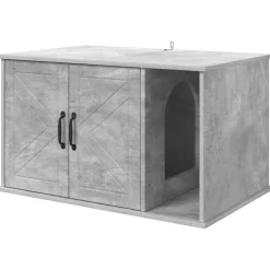 vidaXL Kattenhuis Beton 85 x 55 x 50 cm Bewerkt hout