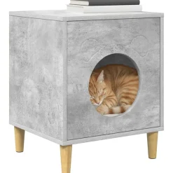 vidaXL Kattenhuis Beton 42,5 x 40 x 53 cm Bewerkt hout