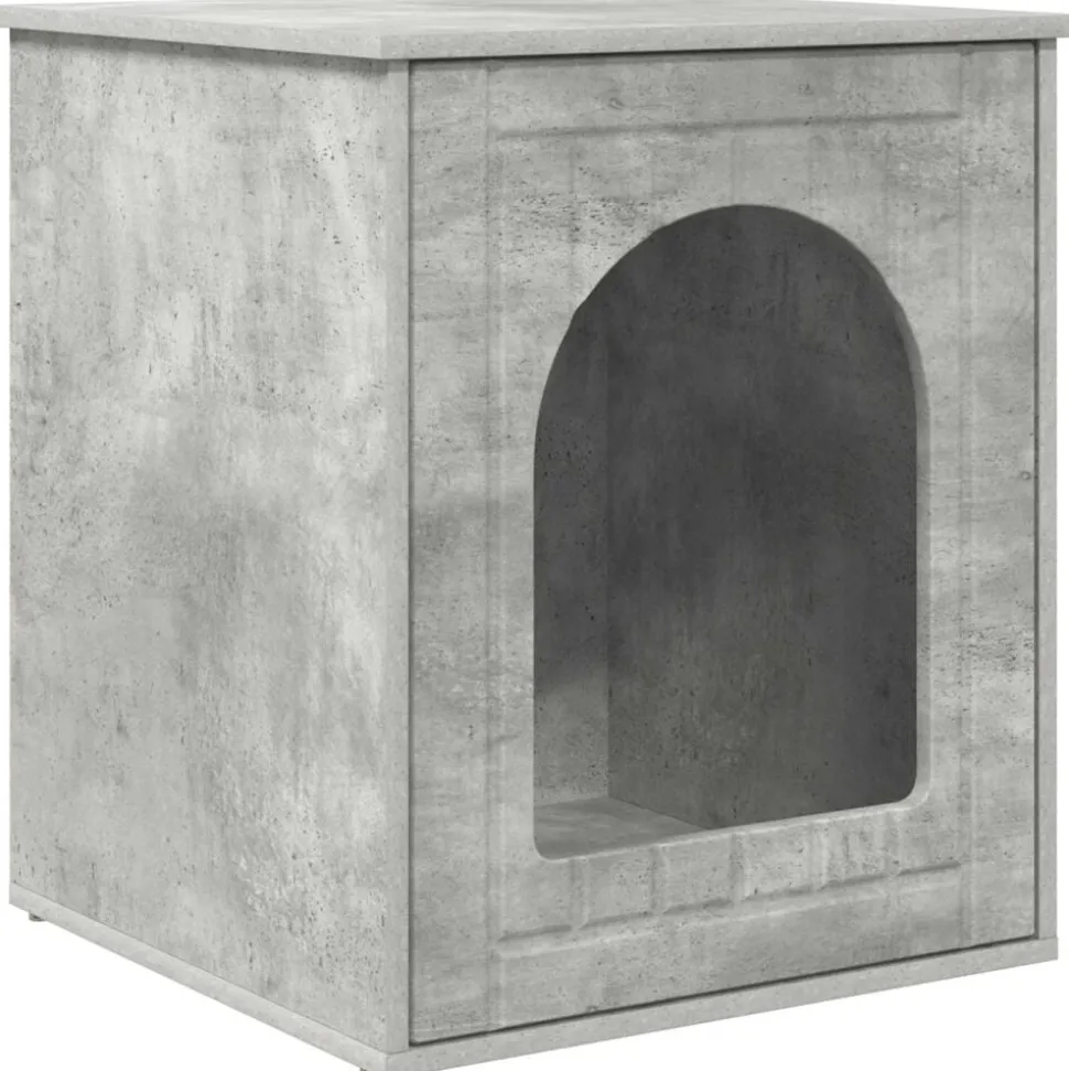 vidaXL Kattenhuis Beton 53 x 52 x 62 cm Bewerkt hout