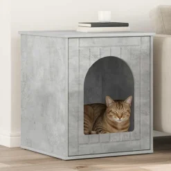 vidaXL Kattenhuis Beton 53 x 52 x 62 cm Bewerkt hout