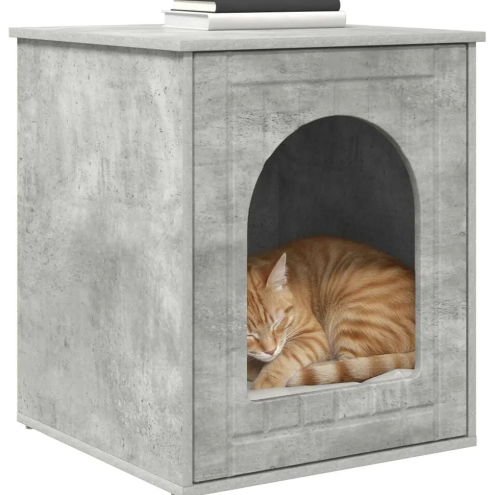 vidaXL Kattenhuis Beton 53 x 52 x 62 cm Bewerkt hout