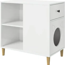 vidaXL Kattenhuis Glanzend Wit 72 x 42,5 x 70 cm Bewerkt hout