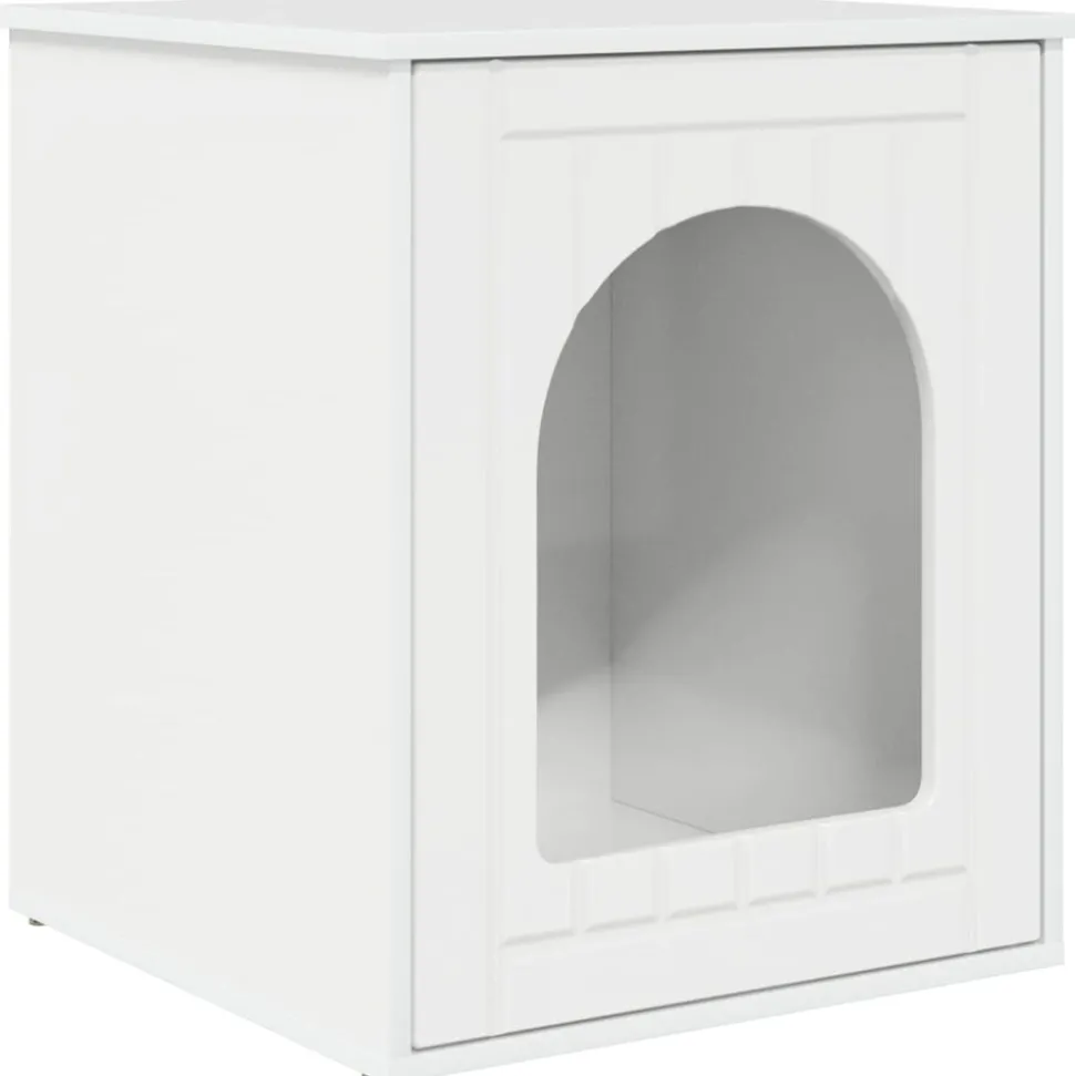 vidaXL Kattenhuis Glanzend Wit 53 x 52 x 62 cm Bewerkt hout