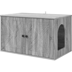 vidaXL Kattenhuis Grijs Sonoma 85 x 55 x 50 cm Bewerkt hout