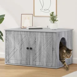vidaXL Kattenhuis Grijs Sonoma 85 x 55 x 50 cm Bewerkt hout