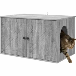 vidaXL Kattenhuis Grijs Sonoma 85 x 55 x 50 cm Bewerkt hout