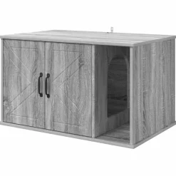 vidaXL Kattenhuis Grijs Sonoma 85 x 55 x 50 cm Bewerkt hout