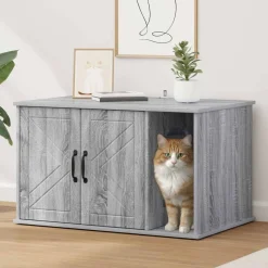 vidaXL Kattenhuis Grijs Sonoma 85 x 55 x 50 cm Bewerkt hout