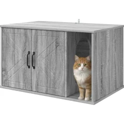 vidaXL Kattenhuis Grijs Sonoma 85 x 55 x 50 cm Bewerkt hout