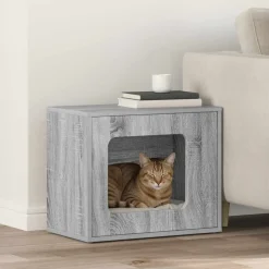 vidaXL Kattenhuis Grijs Sonoma 51 x 30 x 42,5 cm Bewerkt hout