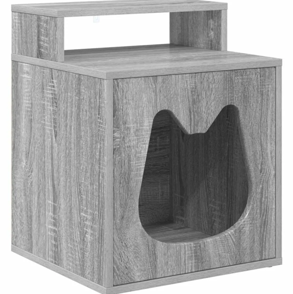 vidaXL Kattenhuis Grijs Sonoma 42,5 x 40 x 53,5 cm Bewerkt hout