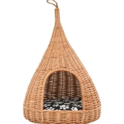 vidaXL Kattenhuis met kussen tipi 40x60 cm natuurlijk wilgen