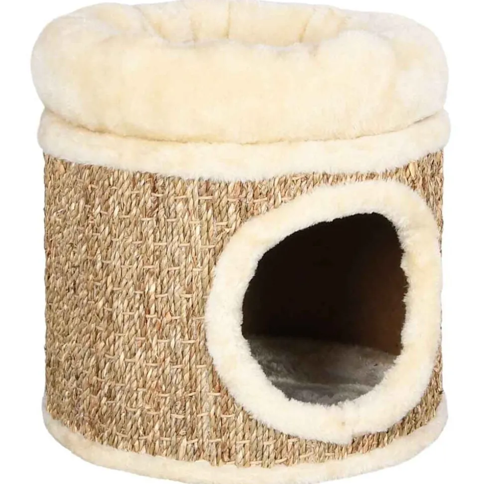 vidaXL Kattenhuis met luxe kussen 33 cm zeegras