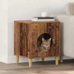 vidaXL Kattenhuis Oudhout 42,5 x 40 x 53 cm Bewerkt hout