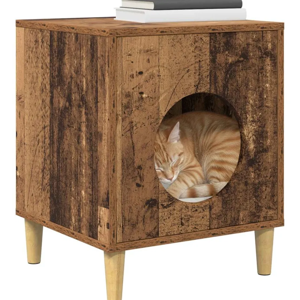vidaXL Kattenhuis Oudhout 42,5 x 40 x 53 cm Bewerkt hout