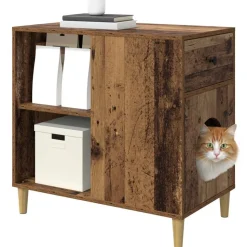 vidaXL Kattenhuis Oudhout 72 x 42,5 x 70 cm Bewerkt hout