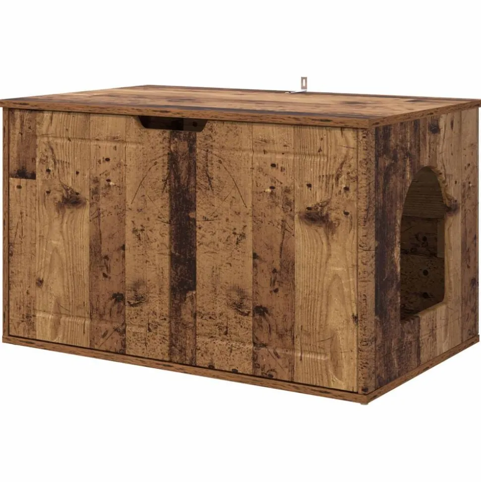 vidaXL Kattenhuis Oudhout 85 x 55 x 50,5 cm Bewerkt hout
