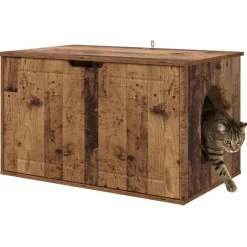 vidaXL Kattenhuis Oudhout 85 x 55 x 50,5 cm Bewerkt hout