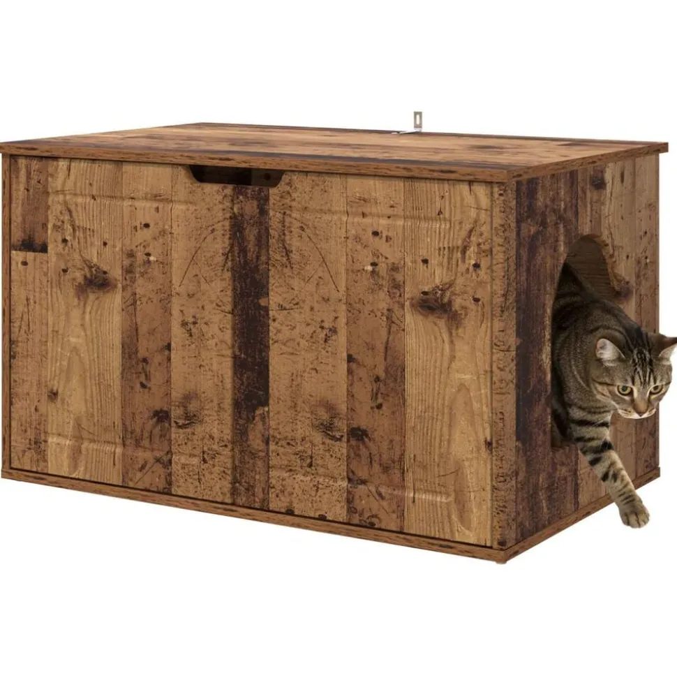 vidaXL Kattenhuis Oudhout 85 x 55 x 50,5 cm Bewerkt hout