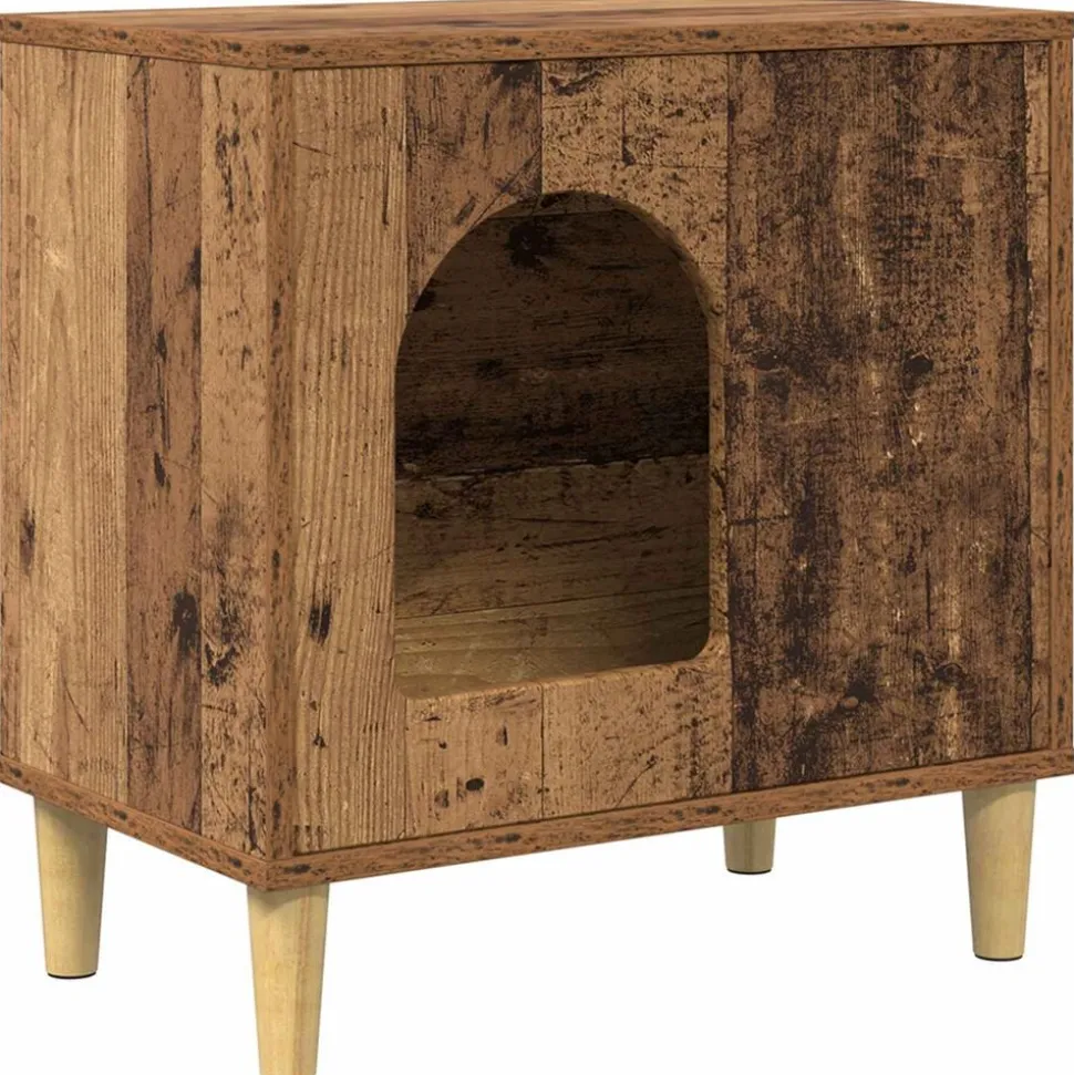 vidaXL Kattenhuis Oudhout 51 x 30 x 52 cm Bewerkt hout