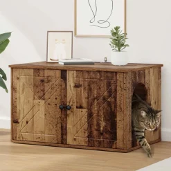 vidaXL Kattenhuis Oudhout 85 x 55 x 50 cm Bewerkt hout