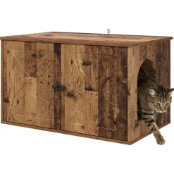 vidaXL Kattenhuis Oudhout 85 x 55 x 50 cm Bewerkt hout