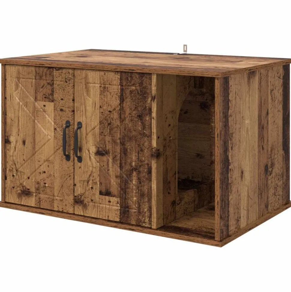 vidaXL Kattenhuis Oudhout 85 x 55 x 50 cm Bewerkt hout