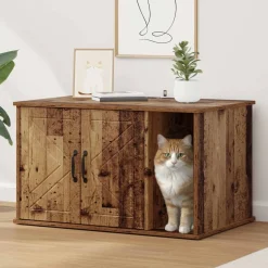 vidaXL Kattenhuis Oudhout 85 x 55 x 50 cm Bewerkt hout