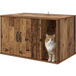 vidaXL Kattenhuis Oudhout 85 x 55 x 50 cm Bewerkt hout