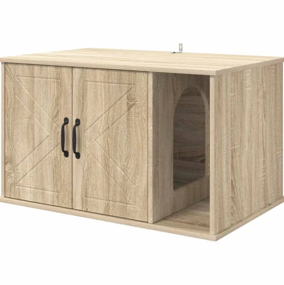vidaXL Kattenhuis Sonoma 85 x 55 x 50 cm Bewerkt hout