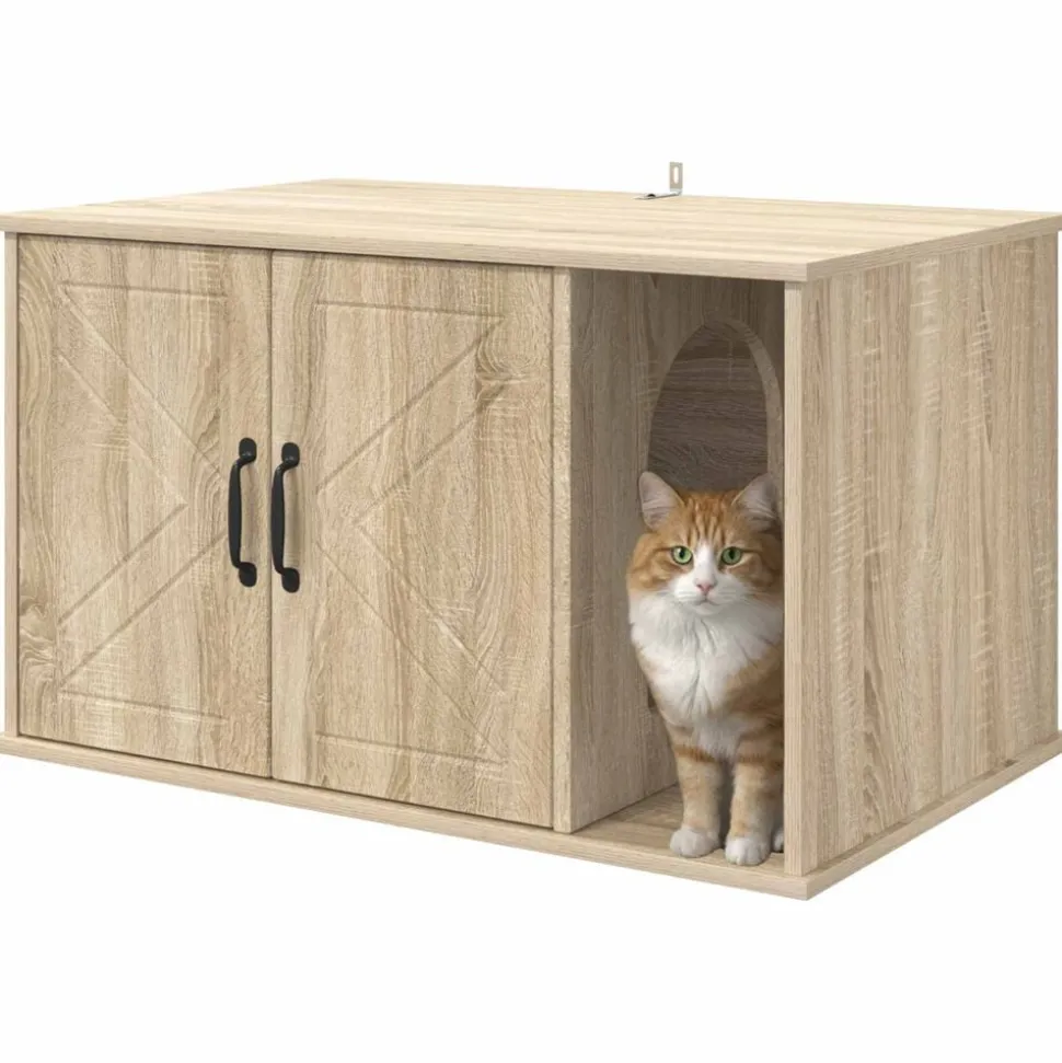 vidaXL Kattenhuis Sonoma 85 x 55 x 50 cm Bewerkt hout