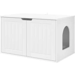 vidaXL Kattenhuis Wit 85 x 55 x 50,5 cm Bewerkt hout