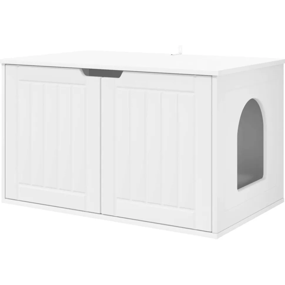 vidaXL Kattenhuis Wit 85 x 55 x 50,5 cm Bewerkt hout